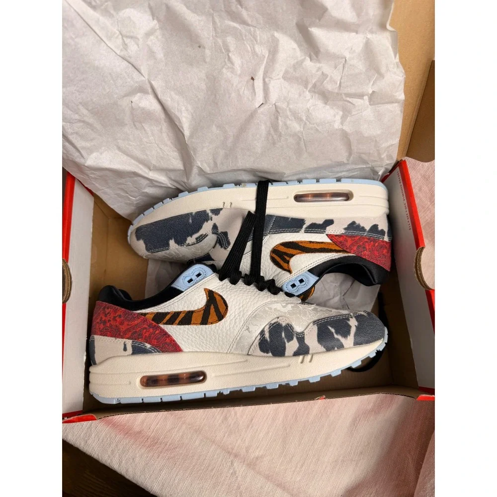 Nike Air Max 1 87 Great Indoors Animal Print Sail Black FD0827-133 Womens 11.5
